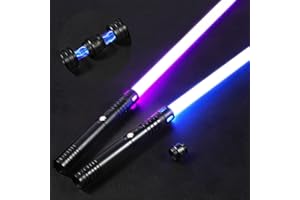 Oomyeh 2Pack FX Dueling Lightsaber Battle Sounds Metal Hilt Update 20 Colors Changeable 4 Modes 2 in 1 Light Sabers Perfect Christmas Halloween Present for Kids