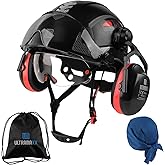 UM ULTRAMAXX Safety Helmet with Built-in Visor Ear Muffs Kits, Hard Hat with Vented Design, ANSI Z89.1 Certified, Ideal for Industrial and Construction