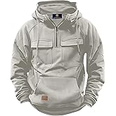 Herberton Men Tactical Hoodies Quarter Zip Long Sleeve Hooded Sweatshirts with Pockets (S-XXL)