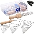 IMZAY Needle Felting Tools, Needle Felting Kit with 3 Size 30Pcs Felting Needles,Wooden Handle, Finger Cots, Perfect for DIY