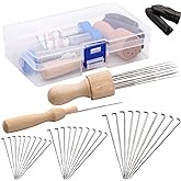 IMZAY Needle Felting Tools, Needle Felting Kit with 3 Size 30Pcs Felting Needles,Wooden Handle, Finger Cots, Perfect for DIY 
