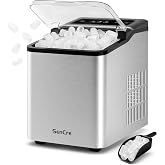 Sencre Ice Makers Countertop, 26.5Lbs/24H Ice Machine with 2 Sizes Bullet Ice, 9 Ice Cubes Release in 6 Mins, Self-Cleaning Portable Ice Maker with Ice Scoop and Basket for Home Kitchen Office Bar RV