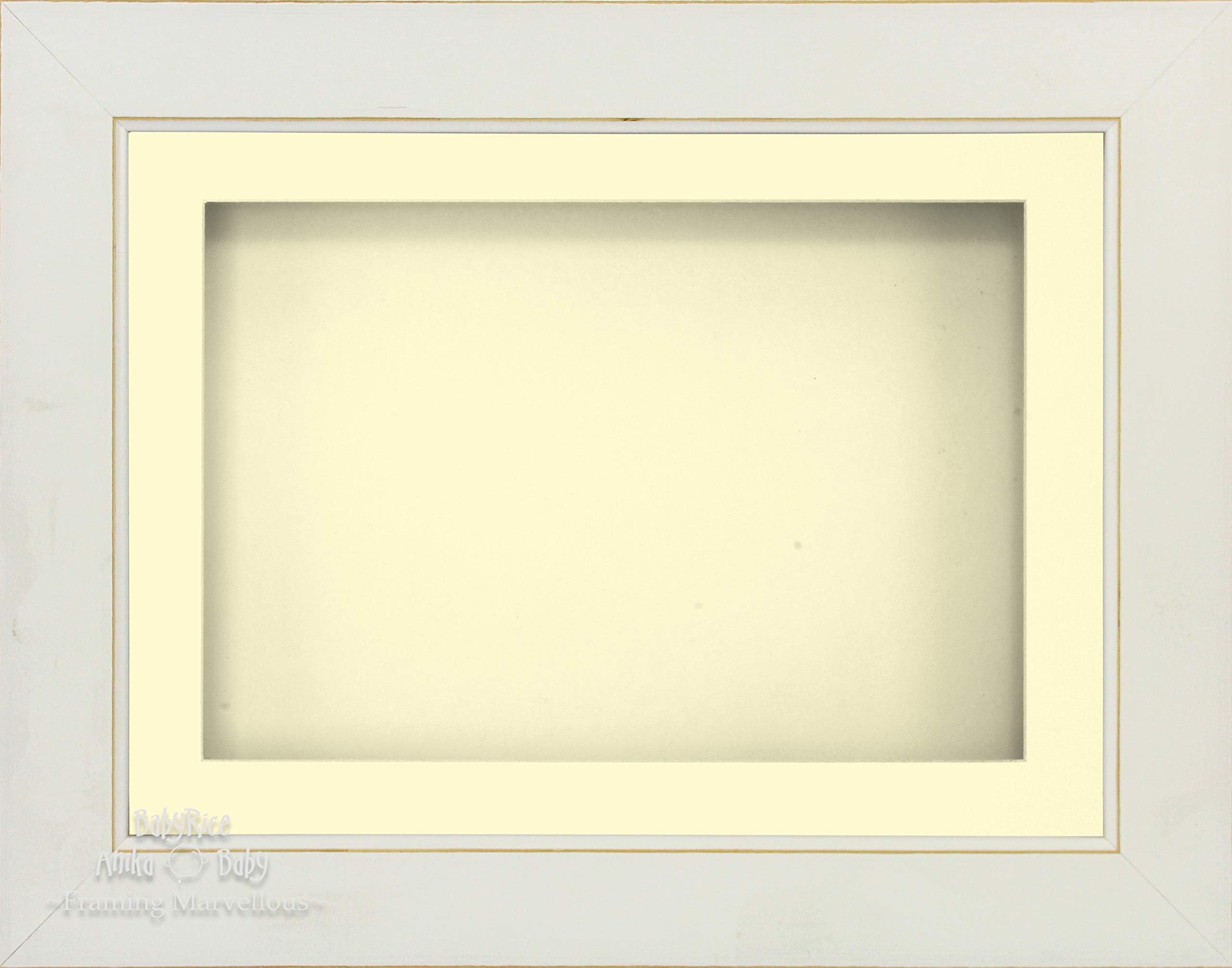 8.5" x 11.5" White Wash Deep Shadow Box Photo Frame Display Custom Picture Cream Collage Hand Made