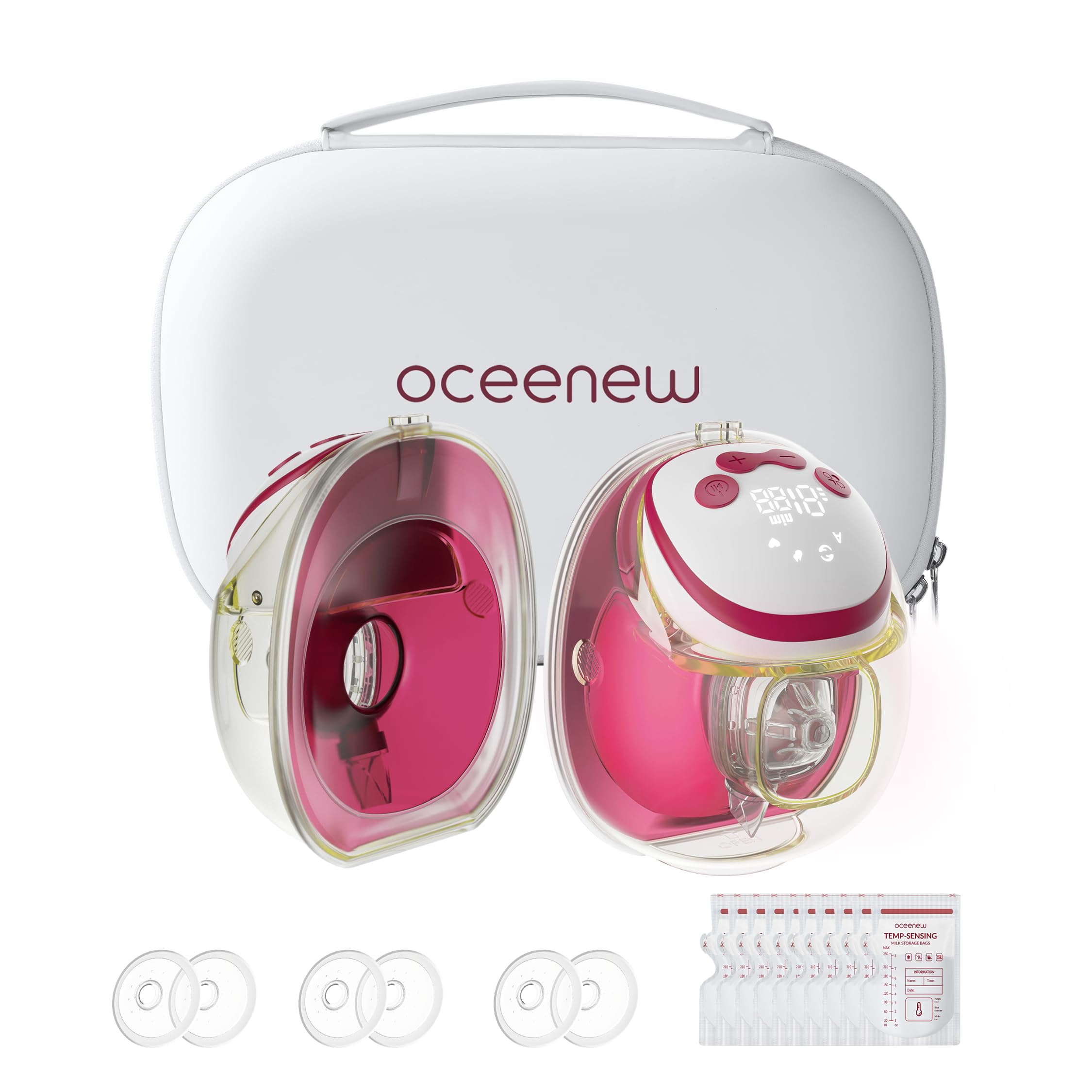 Photo 1 of Oceenew W216 Electric Breast Pump Hands Free PPSU Material, 4 Modes & 15 Levels Suction with 18/21/24/27mm, Medical-Grade Suction, Memory Function, Wearable & Portable, 2 Pack