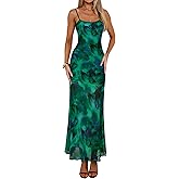 Lingswallow Women's Floral Dress Spaghetti Strap Long Bodycon Dresses Stretch Sexy Backless Cami Maxi Mesh Dress 2025 Summer