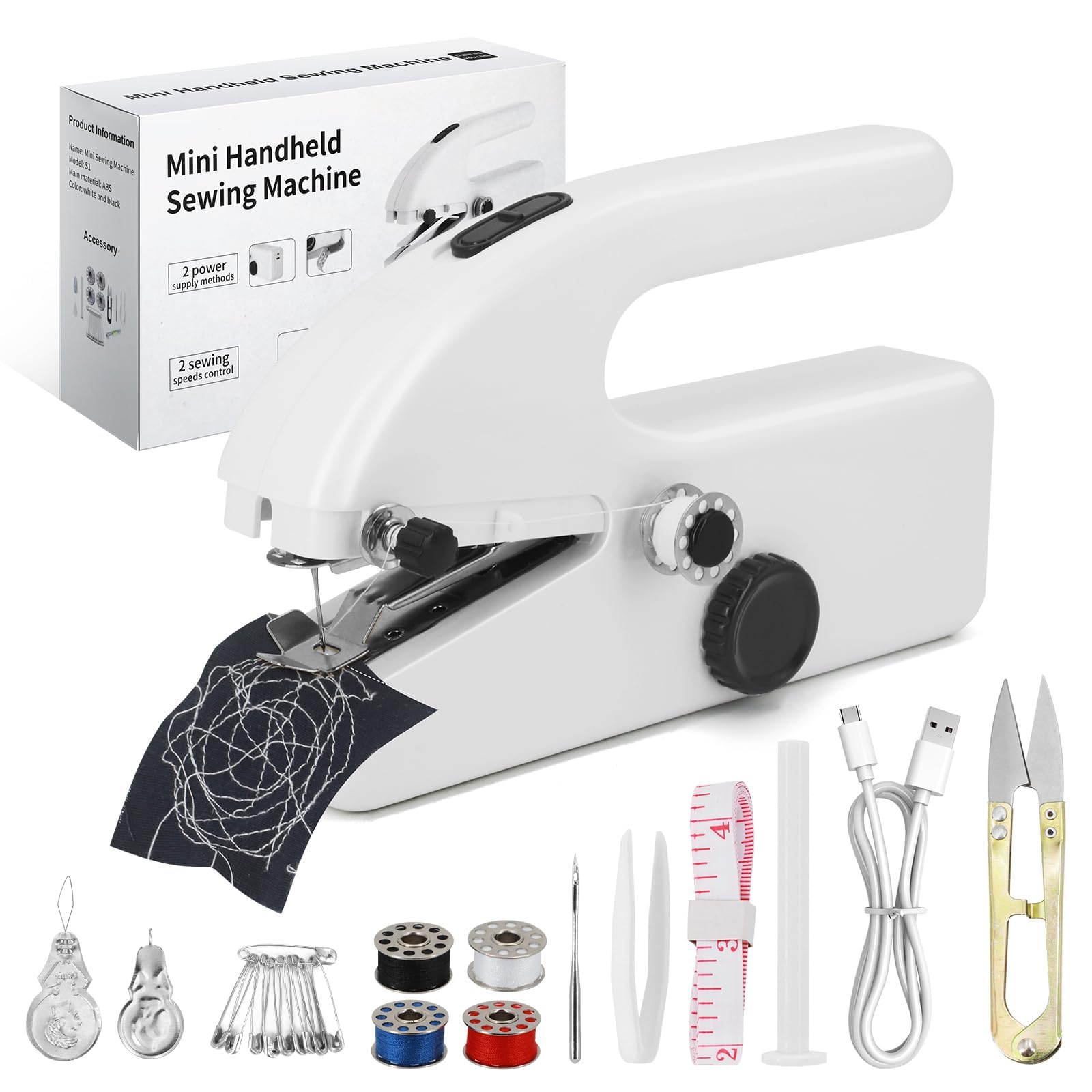 Photo 1 of Cordless Handheld Sewing Machine – Portable Mini Stitching Machine for Quick Repairs, Travel Sewing Kit, Small Sewing Machine for Home, DIY, and Emergency Fixes