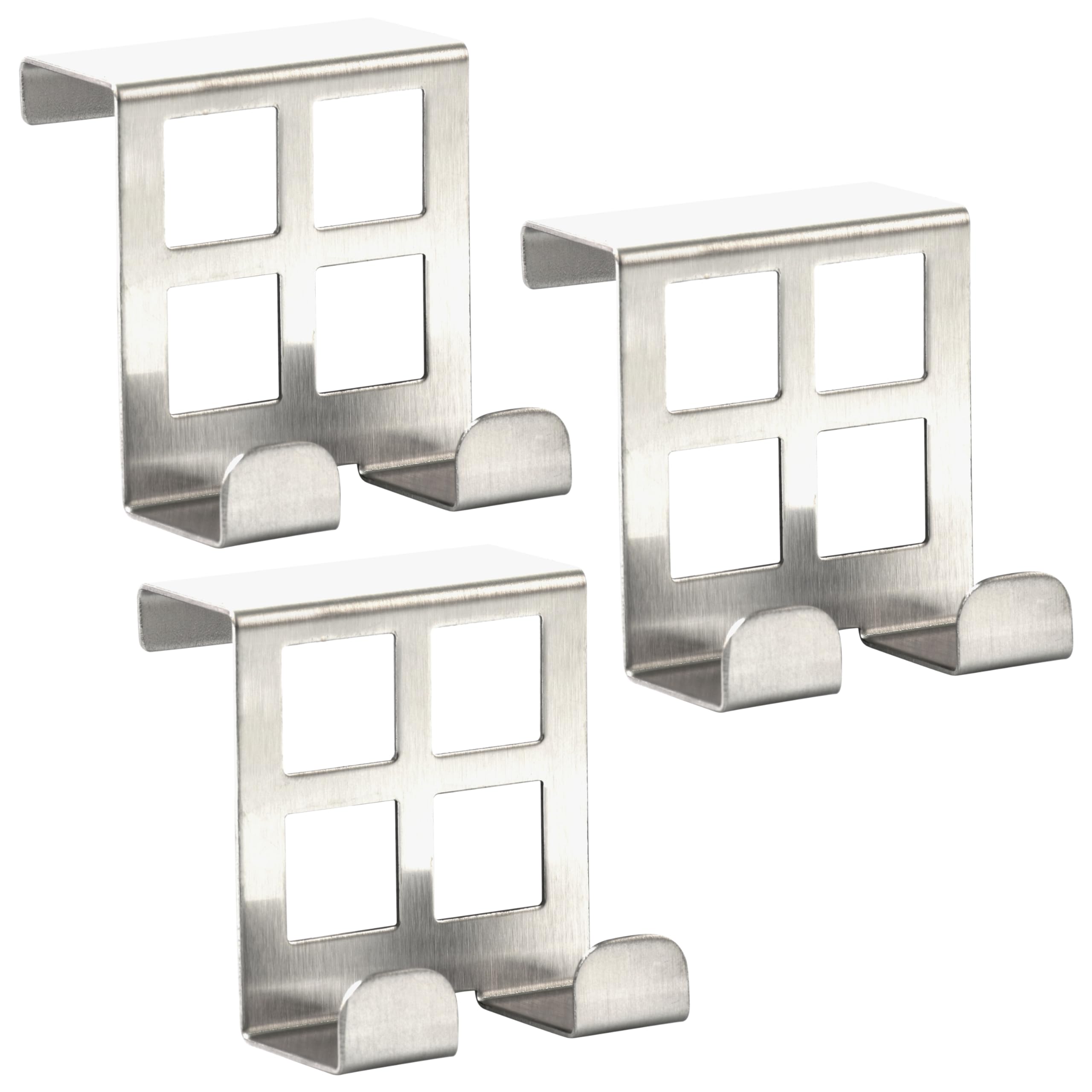 RICOO Door Hooks - Stainless Steel Over Door Hanger, Modern Door Hooks for Hanging Towels, Clothes, Bags - MH030Sx3, Set of 3