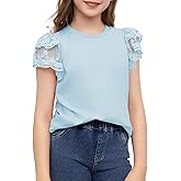 blibean Teen Girls Tshirt Cotton Flowy Short Sleeve Button Tops Size 6-15 Years