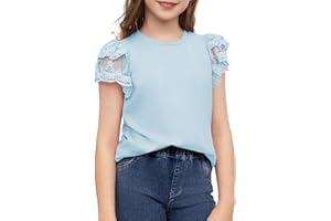 blibean Teen Girls Tshirt Cotton Flowy Short Sleeve Button Tops Size 6-15 Years