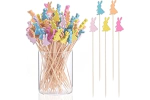 100 Pack Easter Toothpicks for Appetizers, 4.7 Inch Natural Bamboo Cocktail Picks for Cake Dessert Food Fruit Easter Party De