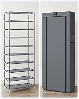 SONGMICS 10 Tier Shoe Rack Cabinet Grey RXJ10G 27-35 Pairs Free Standing view 8