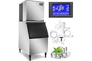 VEVOR Commercial Ice Maker Machine, ETL Approved 400LBS/24H LCD Panel Commercial Ice Machine with 350LBS Storage for Home Bar Restaurant, SECOP Compressor, Air Cooled, Include Scoops & Water Filter
