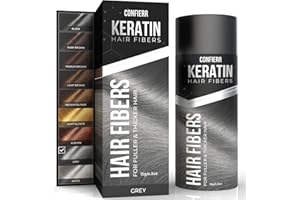 CONFIERR Keratin Hair Fibers for Men & Women - Fill In Fine or Thinning Hair, Instantly Thicker, Fuller Looking Hair (Gray 15g)