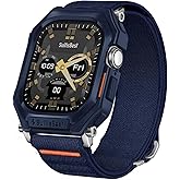 Suitisbest Stretchy Nylon Band Compatible with Apple Watch 49mm 46mm 45mm 44mm with Rugged Case Protective Cover, for Apple Watch Ultra 2/ Series 10/9/8/7/6/5/4/SE, Durable iWatch Strap for Men Women