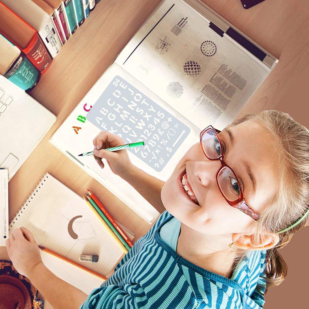 Rpuomtz 24 PCS Journal Stencil Plastic Planner Set for Journal Notebook Diary Scrapbook DIY Drawing Template 4x7 Inch