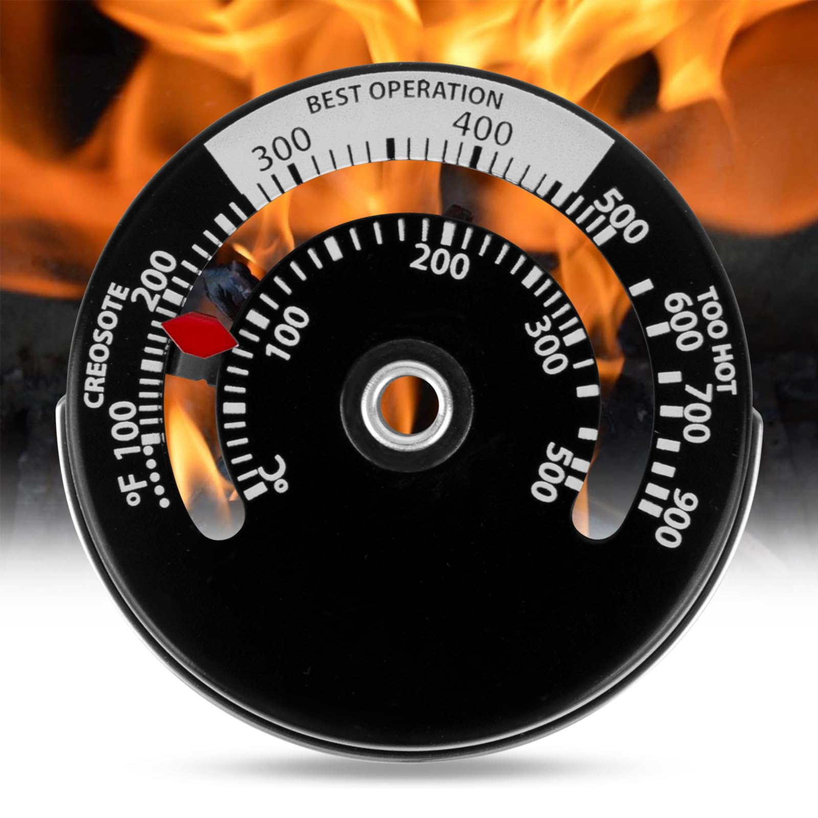 Stove Thermometer, Magnetic Log Burner Thermometer, Fireplace Temperature Monitor Gauge for Wood Log,Magnetic Stove Thermometer Fire Stove Thermometer Gauge