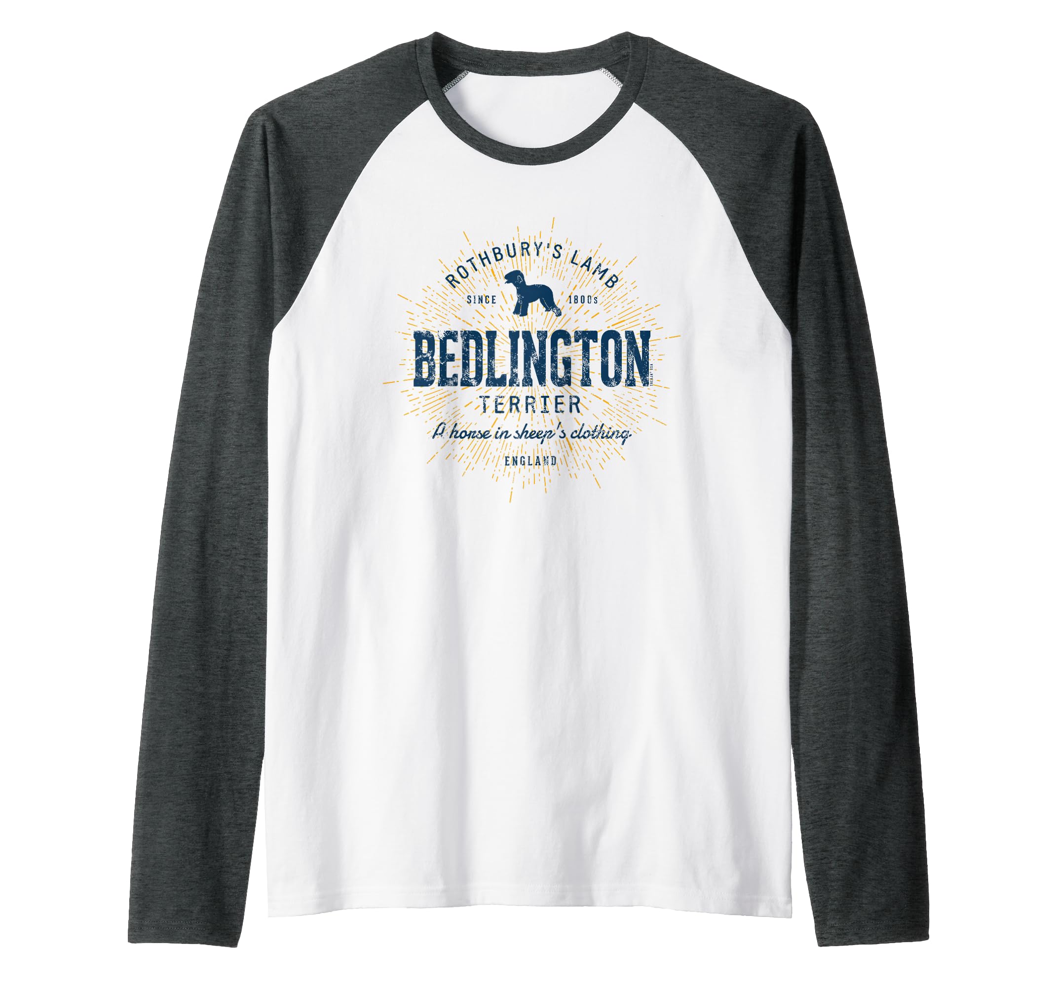 Rothbury Vintage Bedlington Terrier Retro Raglan Baseball Tee