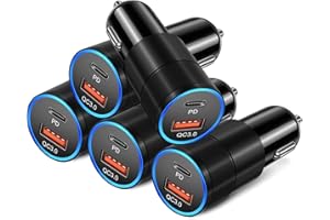 5-Pack Car Charger USB C Fast Charger, Bangfun 36W Dual Port 12V USB C Car Phone Charger QC&PD 3.0 Fast Charging Cigarette Li