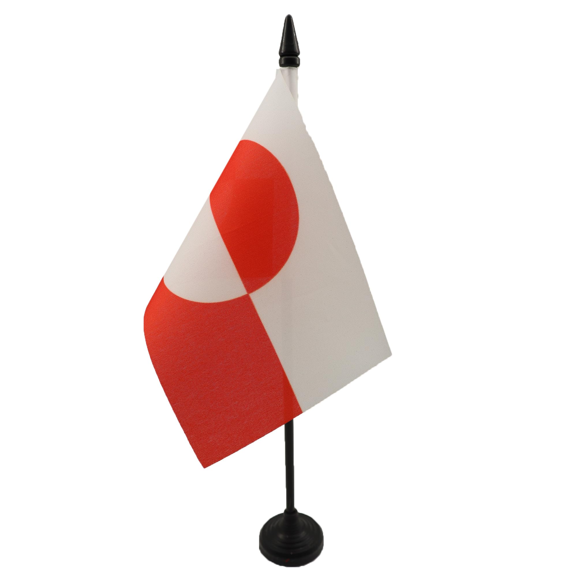 AZ FLAG - Greenland Table Flag 4'' x 6'' - Greenlander Office Mini Banner 100% Polyester 15 x 10 cm - Mini Desk Flag with 10'' Pole and Black Plastic Base