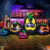 9FT Halloween Inflatables Decoration Outdoor, Pumpkin Inflatable Outdoor Decoration with LED Light, Halloween Inflatables Outdoor Decorations Blow up Pumpkin for Holiday Party Lawn Yard Garden Décor