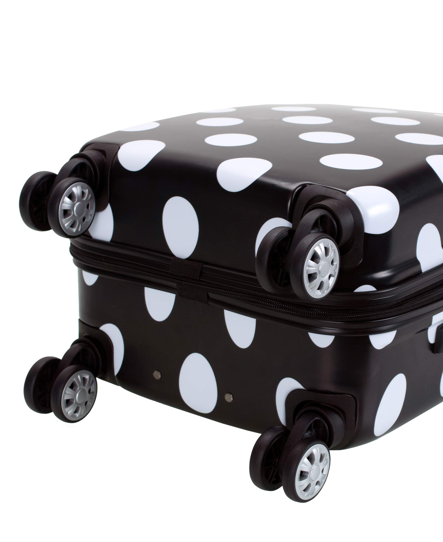 Rockland Laguna Beach Hardside Spinner Wheel Luggage, Black Dot, 3-Piece Set (22/24/28)