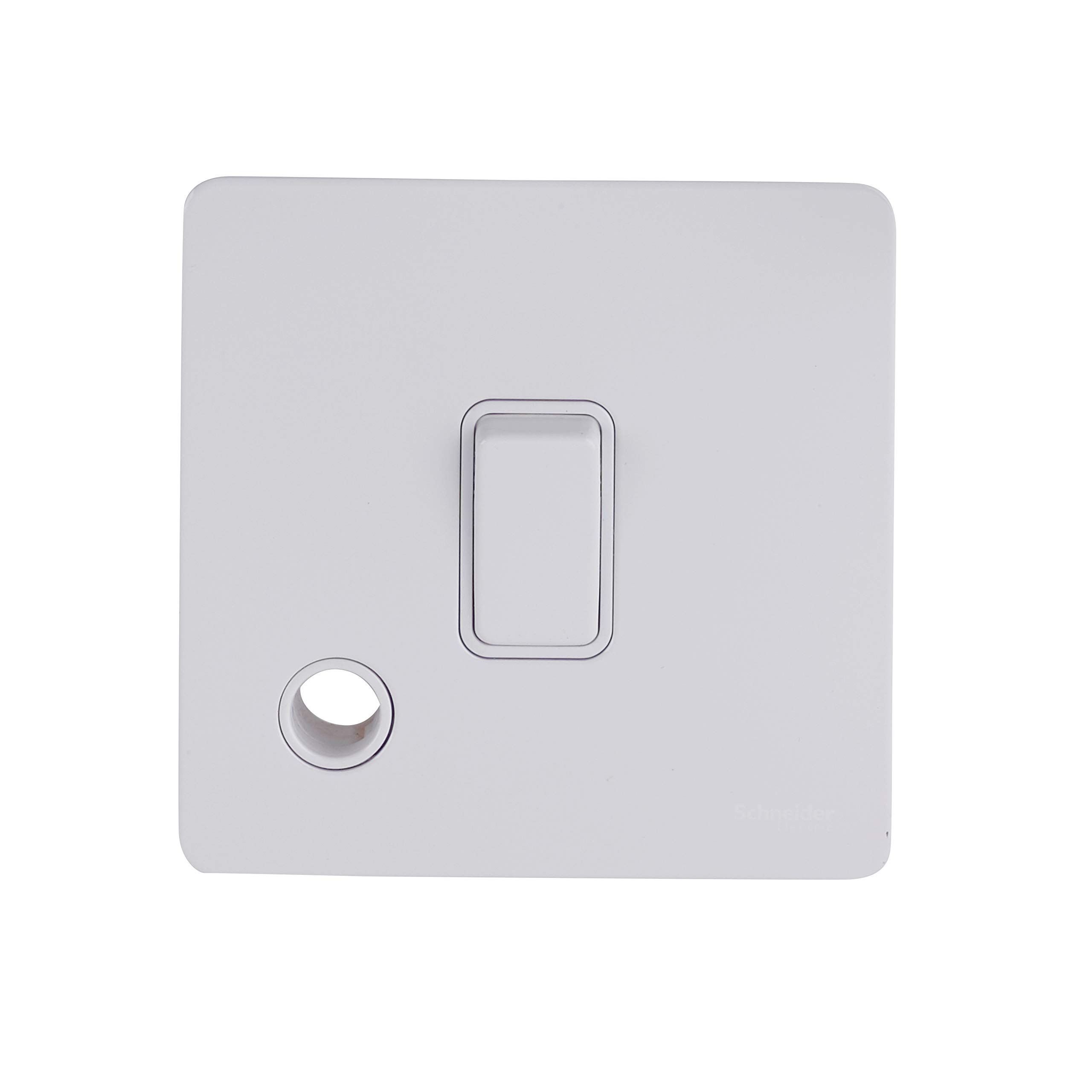 Schneider Electric Ultimate Screwless Flat Plate - Single Light Switch with Flex Outlet, Double Pole, 20AX, GU2413WPW, Painted White with White Insert