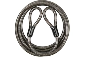 YUXLNJXEM Steel Security Cable Lock 15 FT: Heavy Duty 12MM Braided Cable Flexible with Loops - Vinyl Coating&PVC Wrap Rust Proof for Anti-Theft of Bikes/Gates/Motorcycles/Furniture​