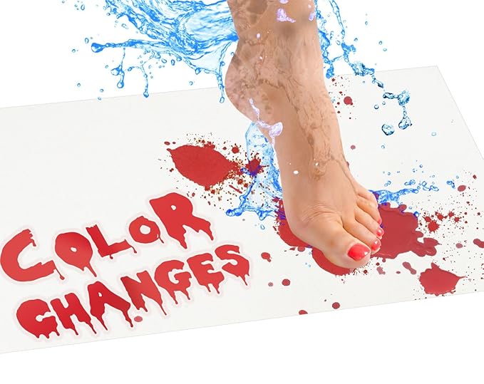 A bath mat that turns bloody red when wet, a scary creepy product to buy online.