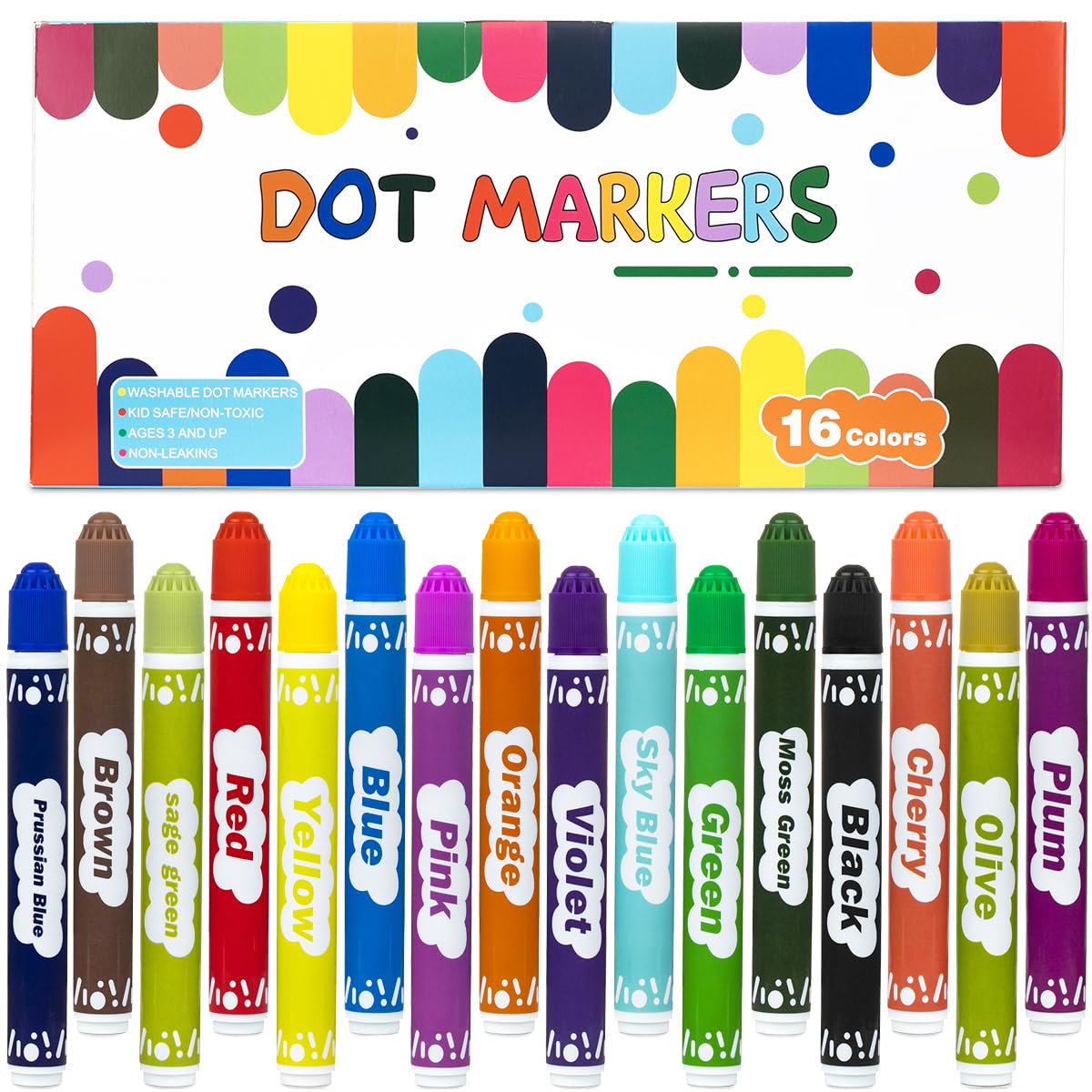 Photo 1 of Bingo Markers 16 Color Bingo Daubers Washable Bingo Markers Drawing Coloring Arts and Crafts Supplies Dot Paint Marker Set