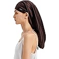 LilySilk 100% Silk Bonnet Mulberry 19 Momme Silk Sleep Cap Long for Curly Hair Night Cap for Sleeping, Silk Hair Wrap for Women Dark Brown