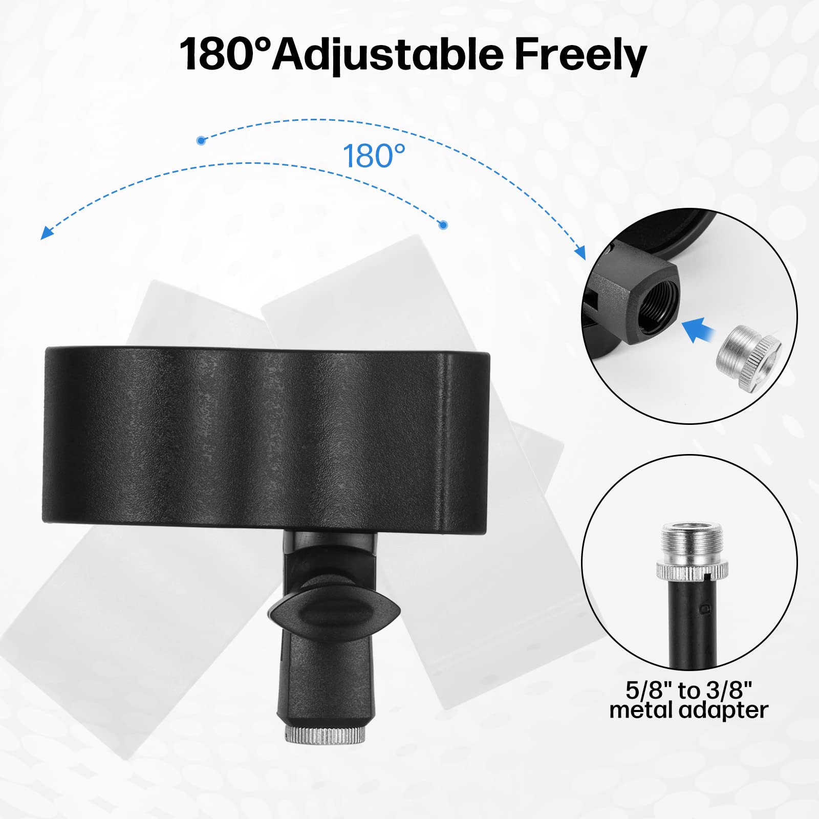 BILIONE 1pcs Large Microphone Clip, Adjustable Mic Holder for Microphones with Outer Diameter Range 1.26