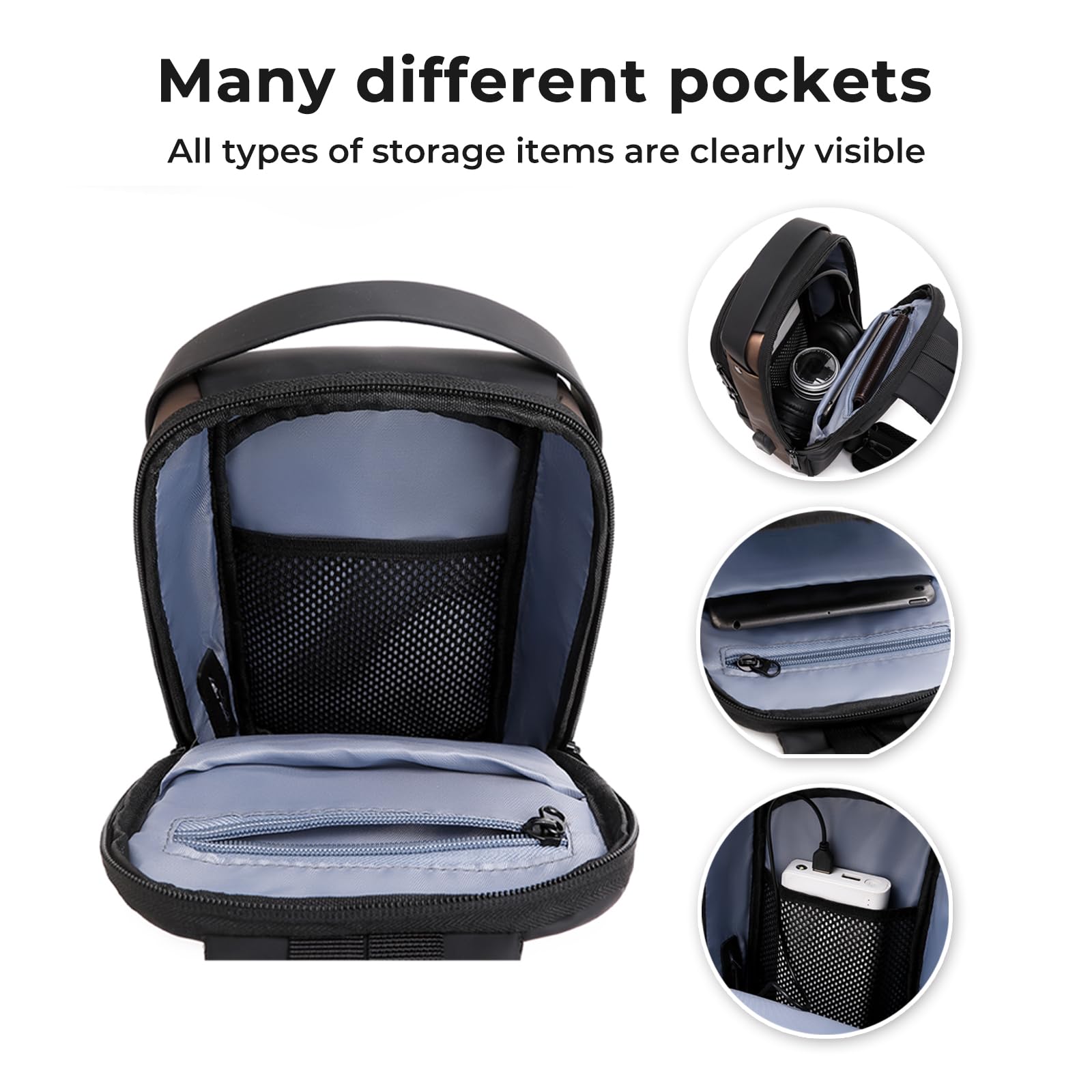 Rcrirth Sling Bag for Men | Anti-theft Crossbody Bag - PU Leather Crossbody Shoulder Bag - Chest Bag for Daily use