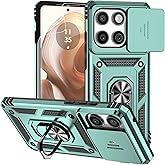 for Motorola Edge 2025 Case, with Camera Lens Cover Screen Protector,Dual Layer Military-Grade Drop Tested Magnetic Ring Holder Kickstand Protective Phone Case for Motorola Moto Edge 2025 (Dark Green)