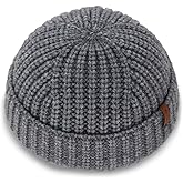 KNITDAY Chunky Wool Fisherman Short Beanie Hats Skull Cap for Men, Mens Thick Skater Streetwear Fishermans Beanie Daily Hat
