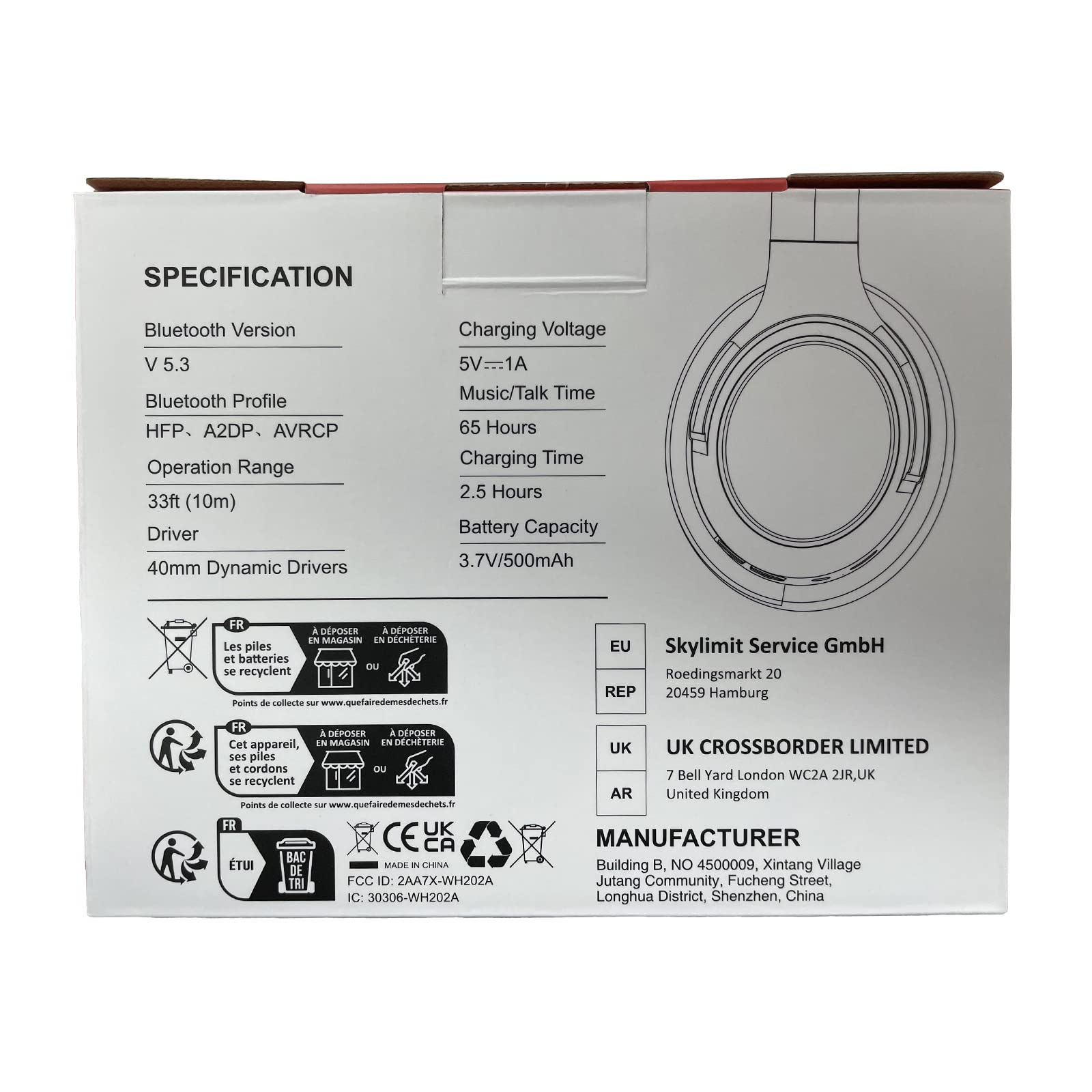 BERIBES Bluetooth Headphones Over Ear, 65H Playtime and 6 EQ Music Modes Wireless Headphones with Microphone, HiFi Stereo Foldable Lightweight Headset, Deep Bass for Home Office Cellphone PC Ect.