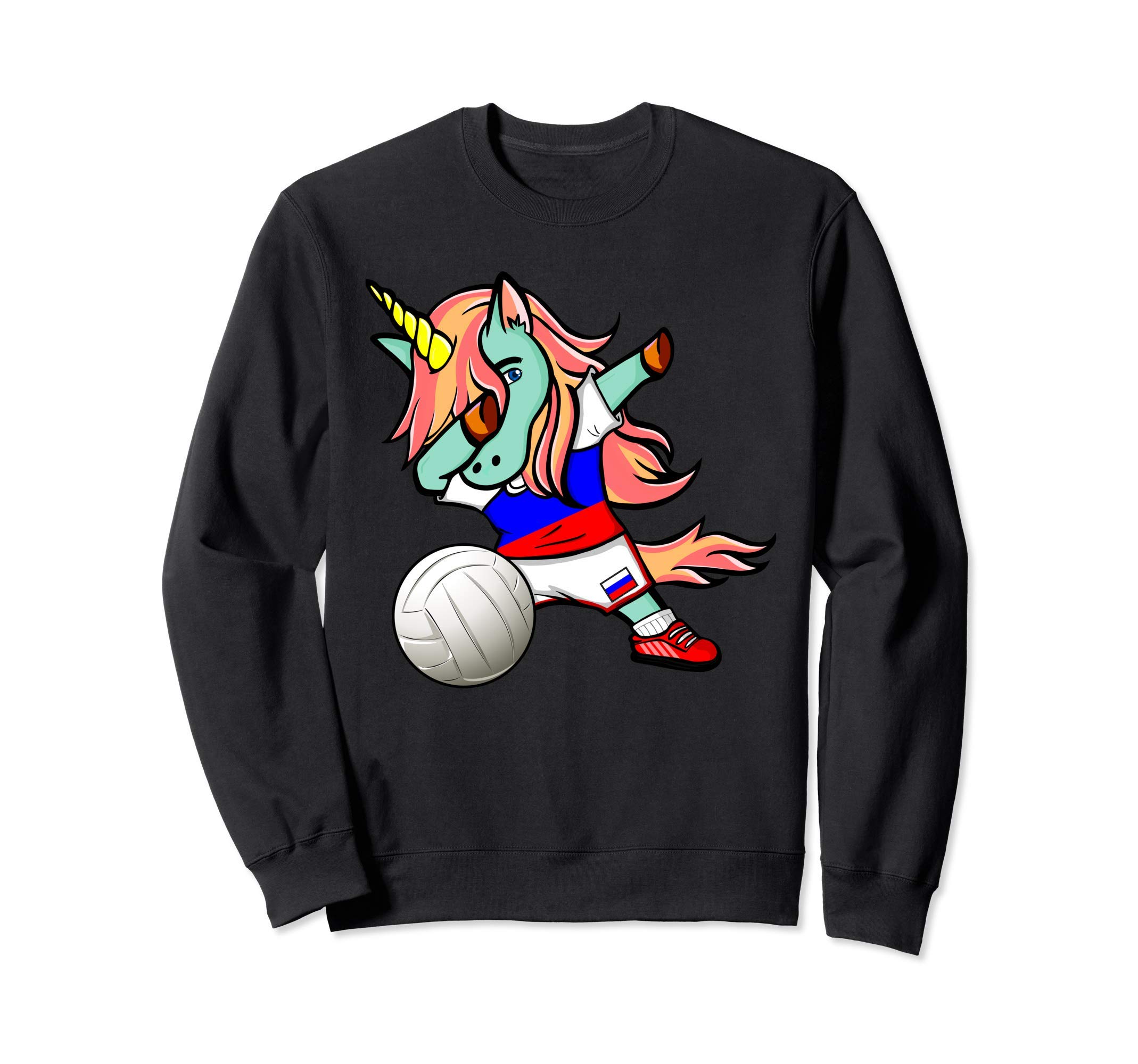 Dabbing Unicorn Russia Volleyball Lovers Jersey Russian Flag Sweatshirt