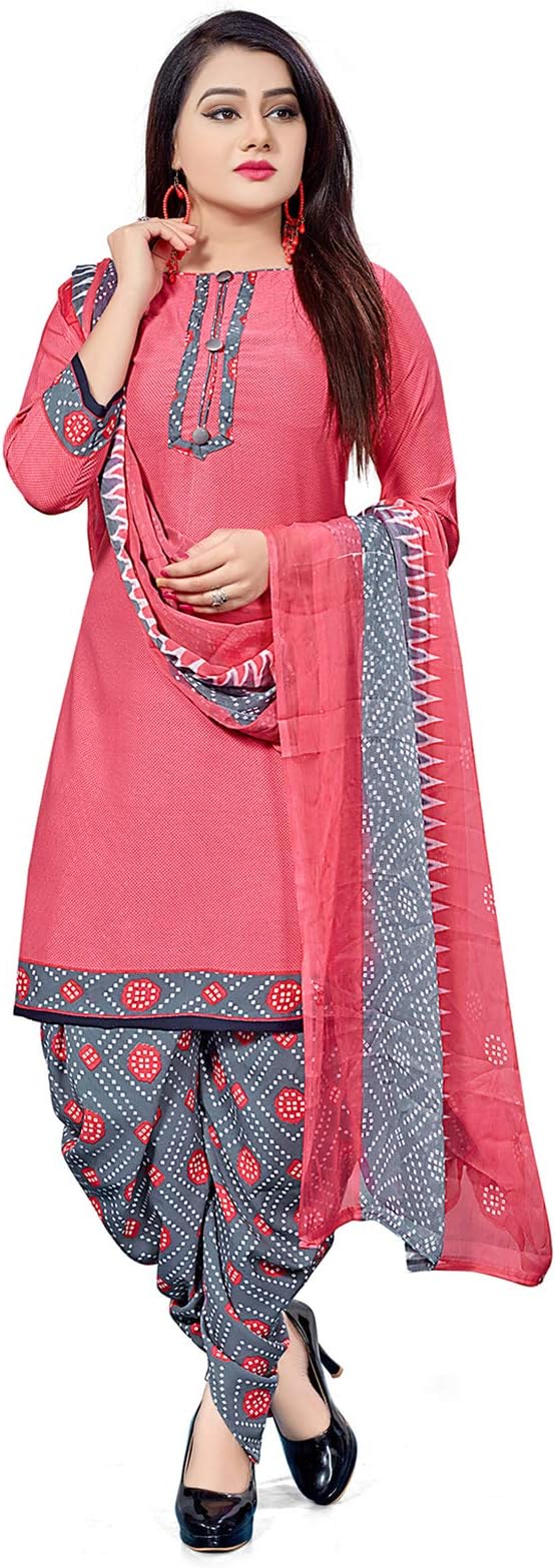 Giftsnfriends Women's Crepe/Synthetic Patiala Dress Material GSRENUKAWEDM6104