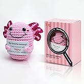 Roqei Crochet Axolotl Mini Handmade Gift - Emotional Uplifting Present with Uplifting Message, Axolotl Craft Toy, Moving Gifts for Women Teen Girl, Farewell Gifts for Coworkers, Family, Friends
