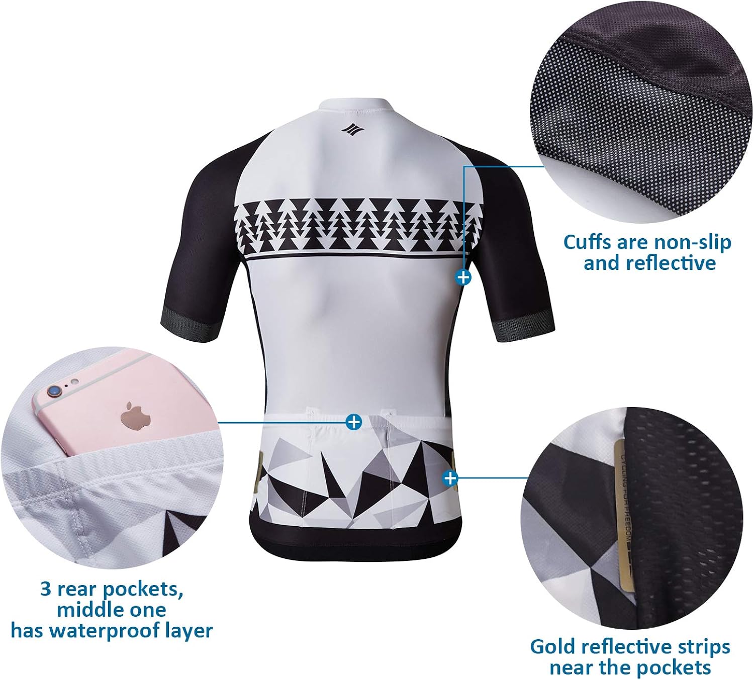 Santic Cycling Jerseys Men's Short Sleeve Bike Shirts Full Zip Bicycle Jacket with Pockets : Clothing