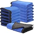XtremepowerUS 12PCS Moving & Packing Blankets - 80" x 72" - Blue/Black Non-Woven Polyester Material Quilted Shipping Furniture Pads