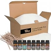 SAEUYVB 10 lbs White Natural Pearled Candle Sand Kit | Refillable DIY Candle Making Kit with 8 Scents,50 Wicks,Ideal DIY Craft Gift Decoration for Birthdays, Christmas,Weddings