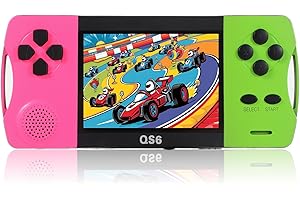 HAOPAPA 3.2" Large Screen Rechargeable Portable Handheld Games for Kids Ages 4-10, Preloaded 138 Classic Mini Games ,Arcade Electronic Toy Support TV Output Birthday Xmas Present for Boys Girls(Rose+Green)