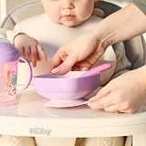 Nuby Toddler Suction Bowls 3-Pack with Easy Release Tab Girl view 4