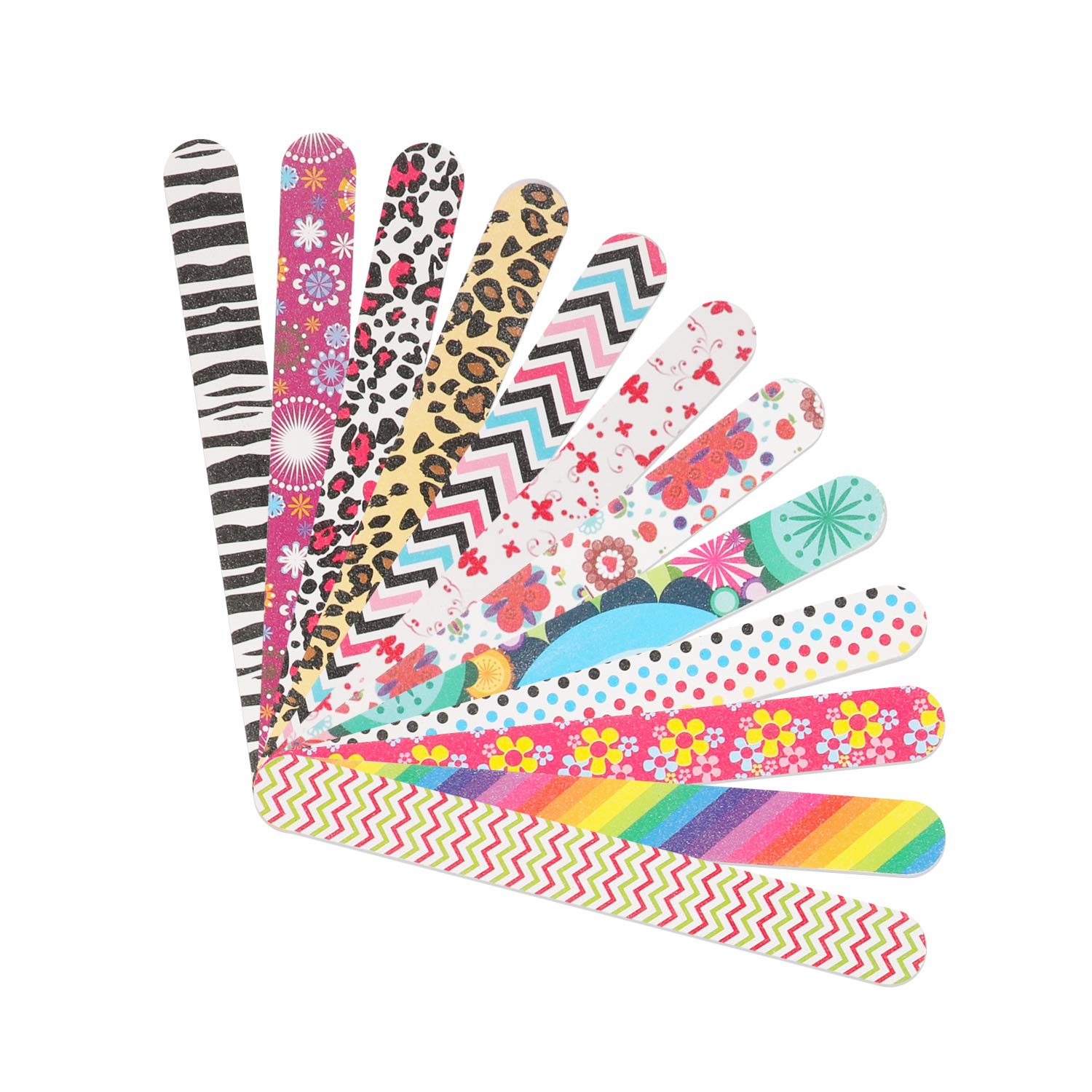 YIMICOO 12PCS Nail Files 150/150 Grit, Emery Boards for Nails, Professional Double Sided Nail File and Buffers for Women Girls Natural Acrylic Nails, Colorful, 7 Inches : Beauty