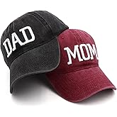 Hiwelove Mom and Dad Hats Fathers Day Mom Dad Gifts Hat Embroidered Adjustable Baseball Caps New Parents Gifts for Couples