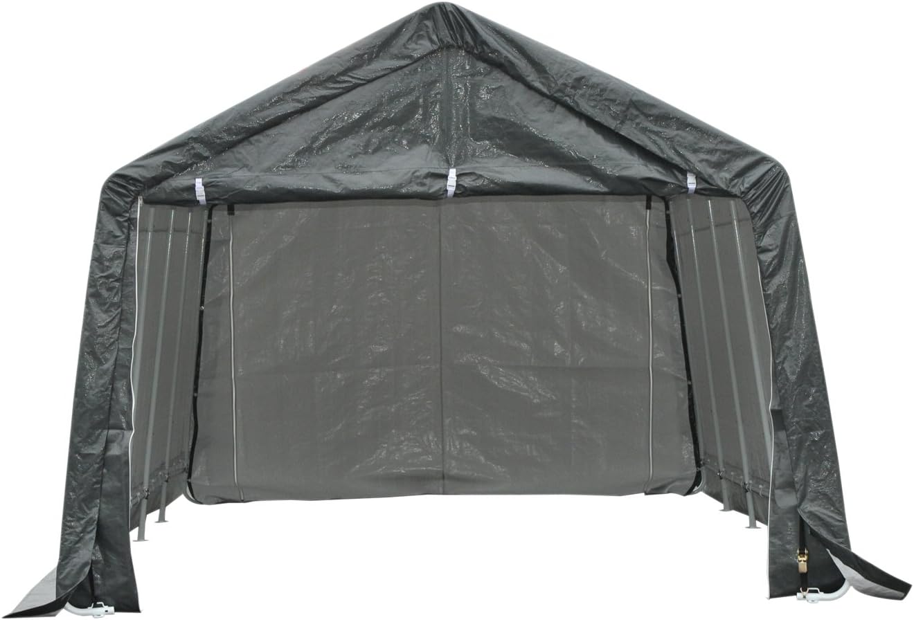 Amazon Com Festnight Heavy Duty Enclosed Carport Car Canopy Grey