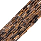 BEADIA Natural Yellow Tiger Eye Tube Beads Cylinder 4x13mm 38cm/Strand Stone Beads for Jewelry Making