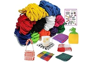 OYACH 440pcs 7inch Cotton Rainbow Potholder Weaving Loom Refill Loops,11 Colors Loom Bands Kits,Loop Yarn Pot Holder Loops Kits for Kids Adults DIY Arts Crafts,12 Cotton Potholders(not Include Loom)