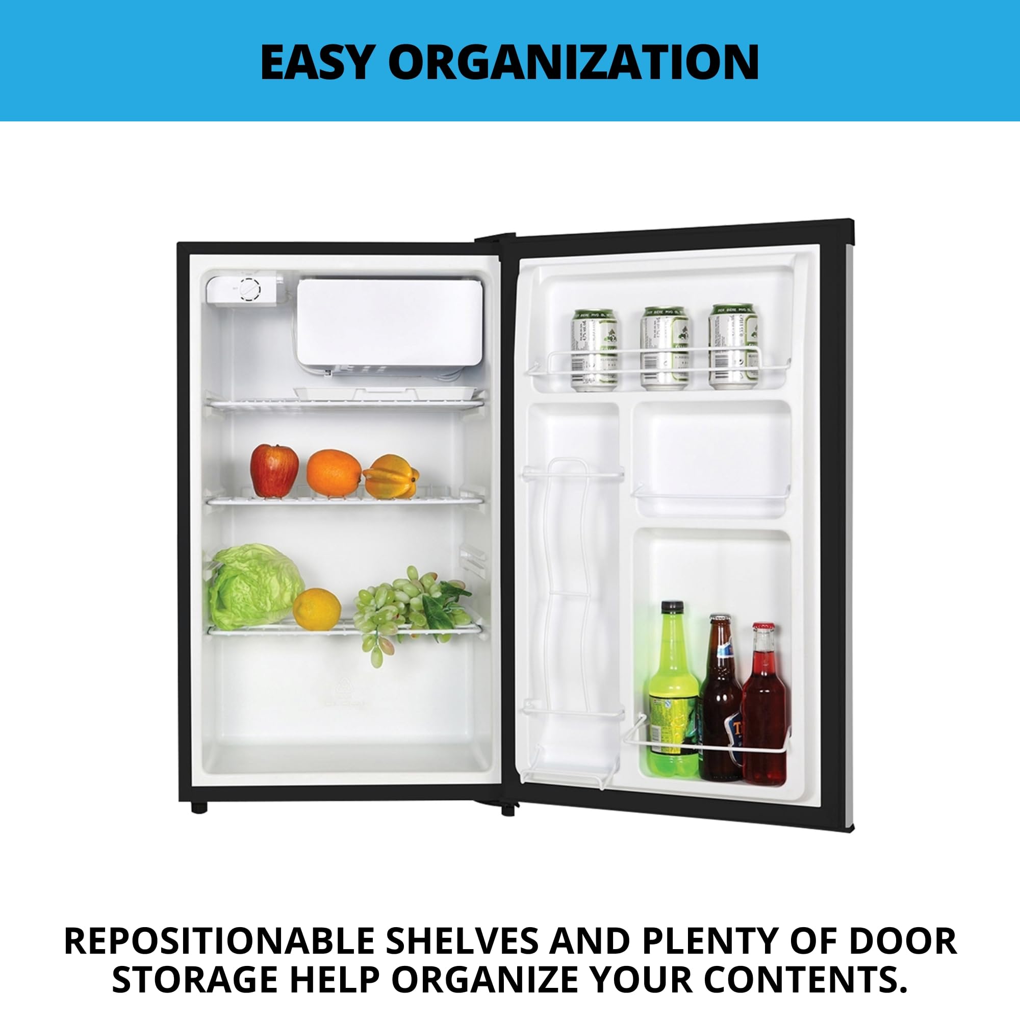 Koolatron Refrigerator - Fridge With Freezer For Kitchen, Bedroom, office, Dorms, Cool Storage For Wine, Beverages, Compact Free Standing, Neveras Pequeñpara, 4.6 Cubic Feet Capacity, White