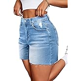 Lylinan Womens Mid-High Waisted Jean Shorts Denim Shorts for Women with Stretch Womens Shorts with Pockets for Summer
